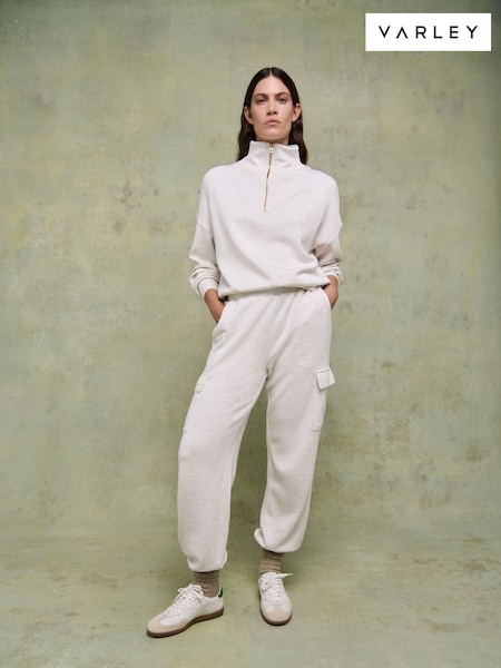 Varley Ivory Marl Hawley Half Zip Sweatshirt (E72262) | £105 - £115