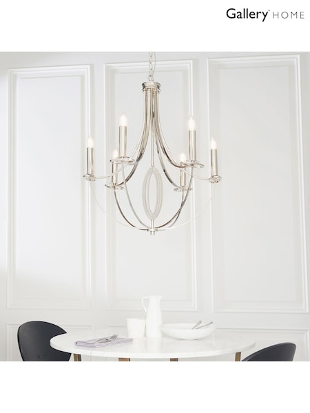Gallery Home Silver Fairfield 6 Light Pendant Ceiling Light (E72619) | £375