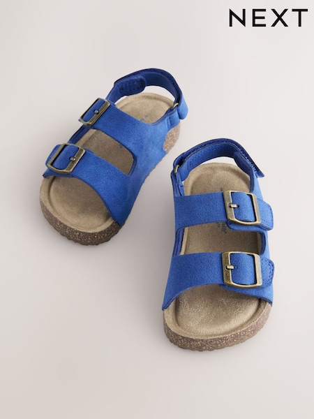 Blue Standard Fit (F) Double Buckle Cushioned Footbed Sandals (E72687) | £14 - £16