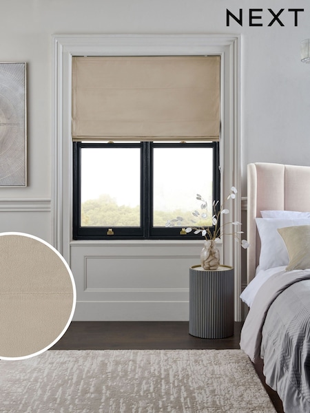 Natural Oatmeal Ready Made Blackout Matte Velvet Roman Blind (E72696) | £40 - £100