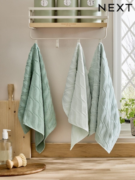 Set of 3 Sage Green Set of 3 Tea Towel (E73140) | £14