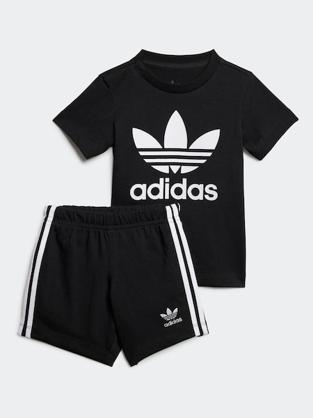 adidas originals Black Kids 100% Cotton Shorts T-Shirt Set (E73174) | £30