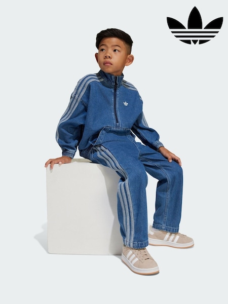 adidas originals Blue 100% Cotton Denim Tracksuit (E73177) | £50