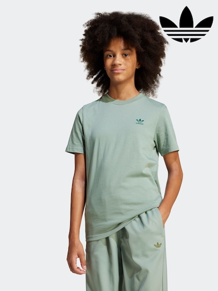 adidas originals Green Small Trefoil Logo 100% Cotton T-Shirt (E73178) | £15