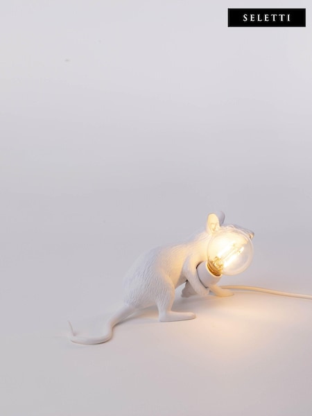 Seletti White Sitting Mouse Resin Table Lamp (E73192) | £76