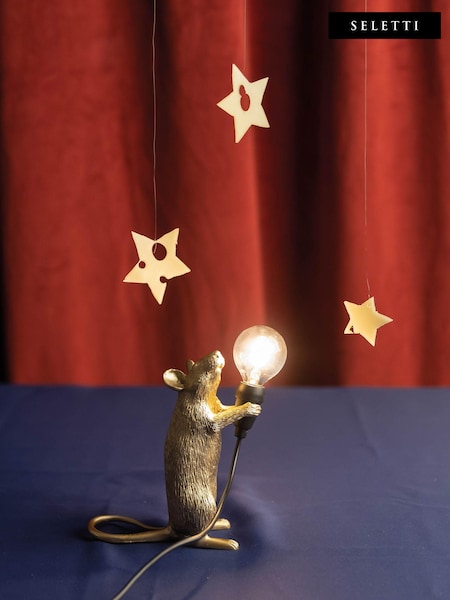 Seletti Gold Standing Mouse Resin Table Lamp (E73302) | £86