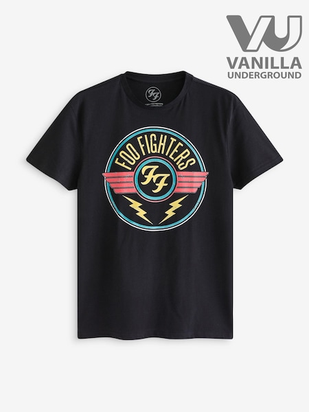 Vanilla Underground Black Mens Foo Fighters Licensed 100% Cotton T-Shirt (E73349) | £21