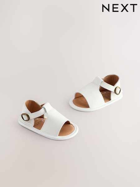 White Leather Touch Fastening Baby Sandals (0-24mths) (E73510) | £12