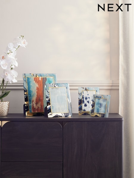 Blue Navy Marble Glass Photo Frame (E73546) | £10 - £16