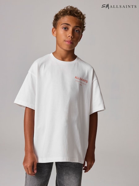 smALLSAINTS White/Red Oversized Underground Crew 100% Cotton T-Shirt (E73562) | £22 - £26