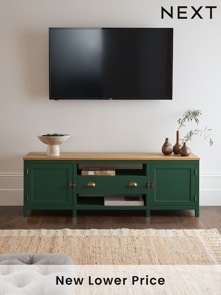 Green Claude Oak Veneer Up to 65 Inch TV Unit (E73600) | £599