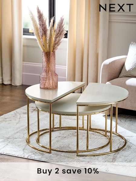Light Evie Oak Effect Nest of 2, Round Coffee Table (E73607) | £325