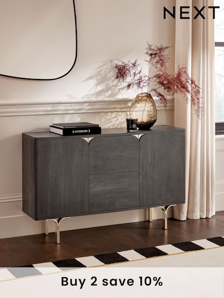 Black Evie Oak Effect Space Saving Large Slim Sideboard (E73613) | £350