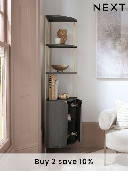 Black Evie Oak Effect Corner Shelf (E73616) | £299