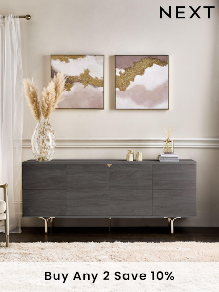 Black Evie Oak Effect Extra Large Sideboard (E73617) | £499