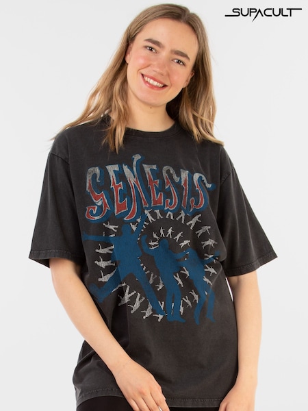 Supacult Black Genesis Spiral Jump Women Boyfriend Fit Music T-Shirt (E73635) | £44