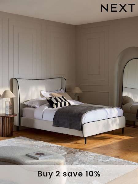 Soft Velvet Natural Oyster Remi Upholstered Bed Frame (E73784) | £615 - £815