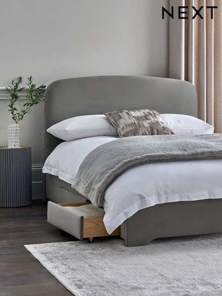 Grey Steel Opulent Velvet Matson Upholstered Drawer Storage Bed Frame (E73790) | £499 - £599