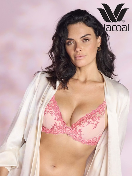 Wacoal Pink Ballet Slipper Chateau Embrace Lace Plunge Underwire Bra (E73858) | £50