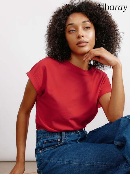 Albaray Red Roll Back 100% Cotton T-Shirt (E74275) | £29