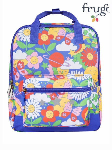Frugi Blue Flowers All Over Print Explorers Backpack (E74446) | £28