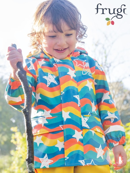 Frugi Blue Printed Wavy Stars Puddle Buster Waterproof Coat (E74448) | £48 - £52