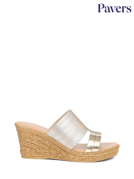 Pavers Gold Metallic Wedge Espadrilles (E74488) | £35