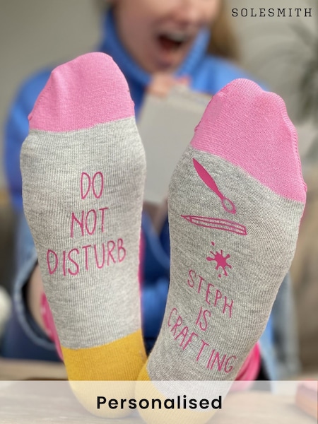 Solesmith Grey Personalised Do Not Disturb Craft Socks (E74501) | £16