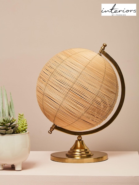 Interiors by Premier Gold and Natural Malacca Large Rattan Ornaments Globe (E74593) | £100