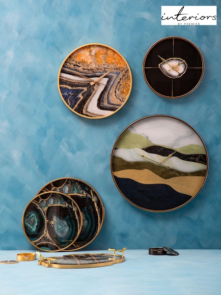 Interiors by Premier Black and Gold Celina Round Wall Clock (E74609) | £85