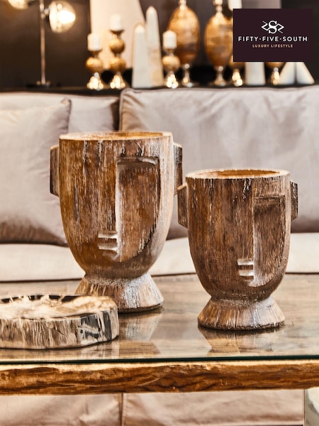 Fifty Five South Brown Darnell Rustic Face Planter (E74610) | £65 - £75