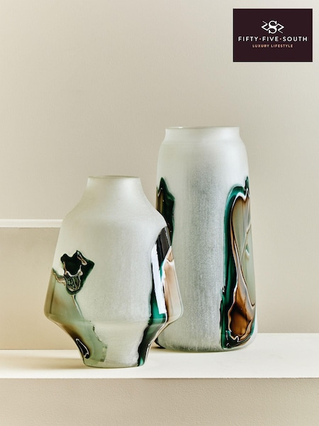 Fifty Five South White Hakan Tall Glass Vase (E74622) | £100