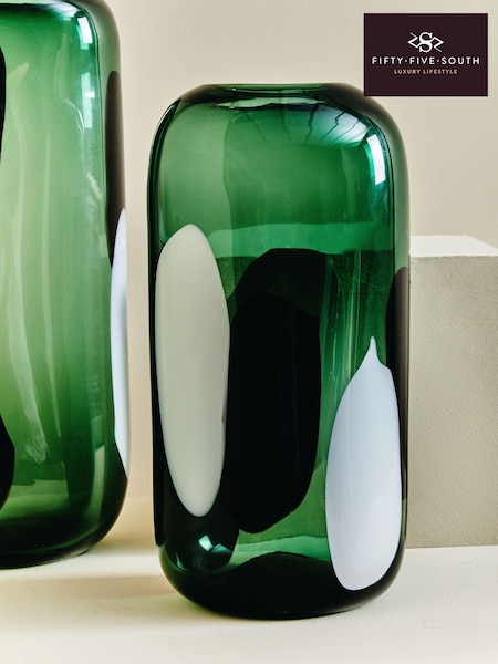 Fifty Five South Green Hakan Glass Vase (E74627) | £75