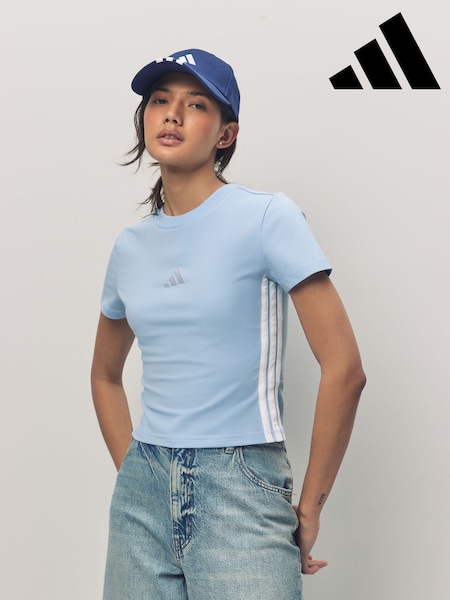 adidas Blue Baby 3-Stripes T-Shirt (E74644) | £20