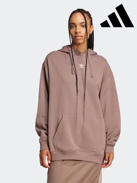 adidas Originals Brown Essentials Loose French Terry 100% Cotton Hoodie (E74661) | £50