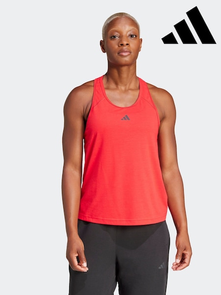 adidas Red Train Essentials Minimal Branding Racerback Tank Top (E74673) | £20