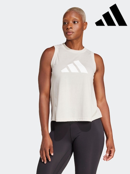 adidas Grey Train Essentials Big Logo Training Vest Top (E74676) | £23