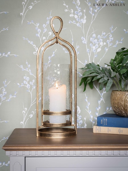 Laura Ashley Aged Gold Loop Hurricane Candle Holder (E74715) | £89