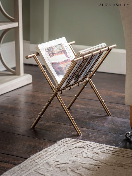 Laura Ashley Antique Brass Bamboo Viscose Finish Magazine Rack (E74745) | £150