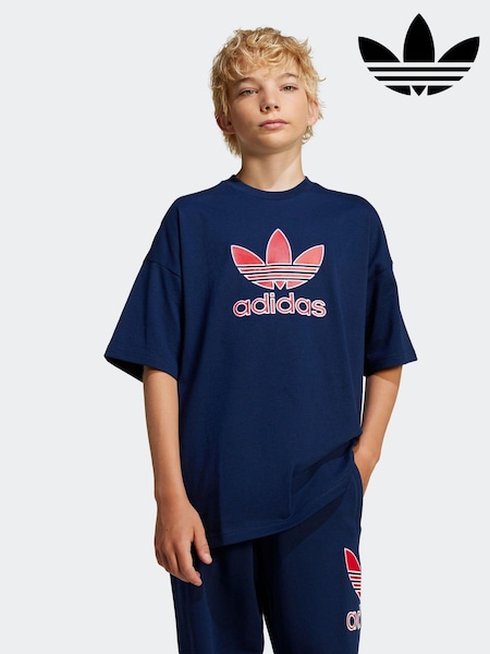 adidas Blue Trefoil Loose 100% Cotton T-Shirt (E74829) | £20
