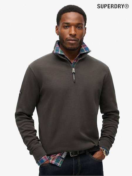 Superdry Grey Utility Logo Henley 100% Cotton Sweat Top (E75024) | £65