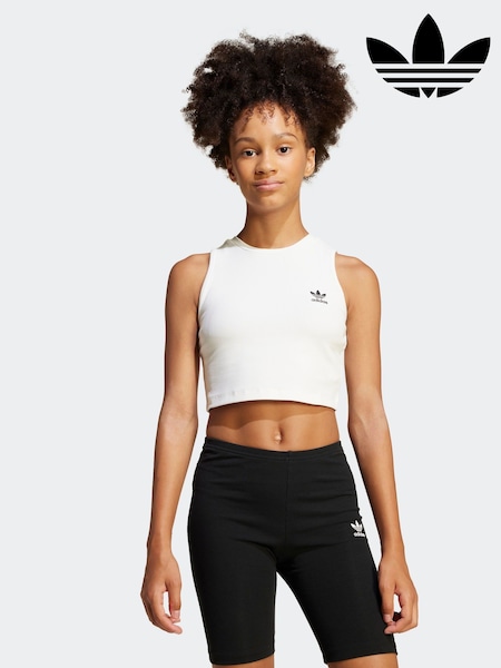 adidas originals White Ribbed Crop Vest (E75121) | £13