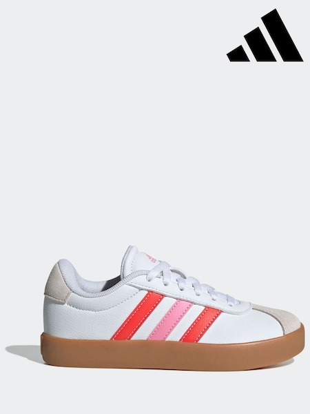 adidas White/Pink VL Court 3.0 Trainers (E75347) | £35