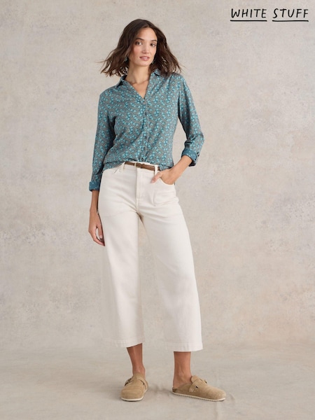 White Stuff Green Annie 100% Cotton Jersey Shirt (E75365) | £45