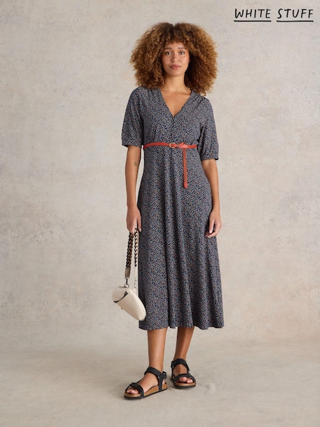 White Stuff Blue Megan Jersey Midi Dress (E75405) | £65