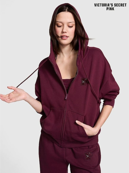 Victoria's Secret PINK Purple Rose Zip Up Hoodie (E75449) | £45