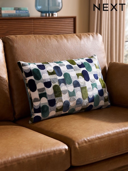 Cobalt Blue Cut Velvet Retro Cushion (E75511) | £28