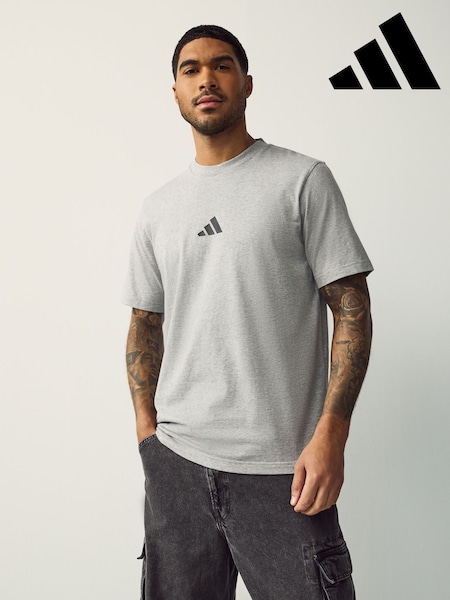 adidas Grey Essentials Small Logo Single Jersey T-Shirt (E75714) | £20