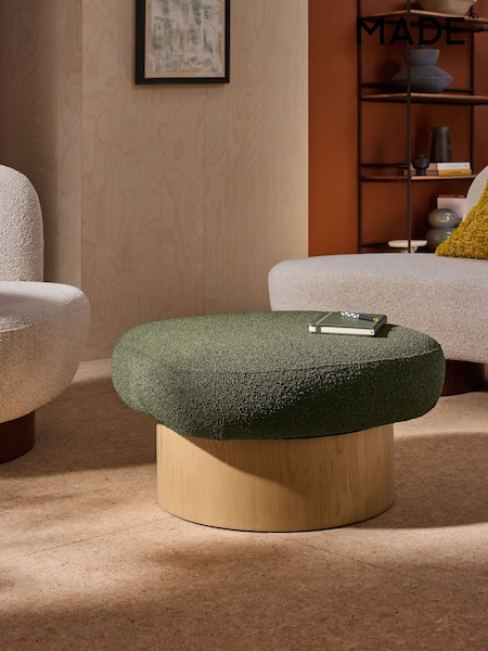 MADE.COM Forest Green Pax Boucle Novara Storage Footstool (E75776) | £199
