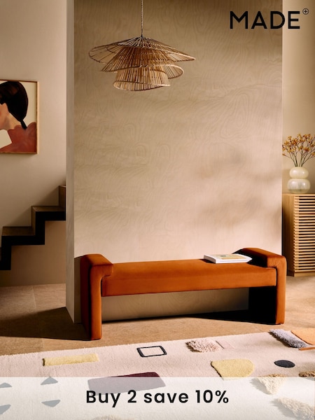 MADE.COM Cinnamon Orange Velvet Brixton Bench (E75779) | £225